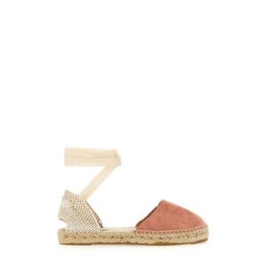 MANEBI Women's Suede Espadrille Ankle Wrap Sandals Women BROWN
